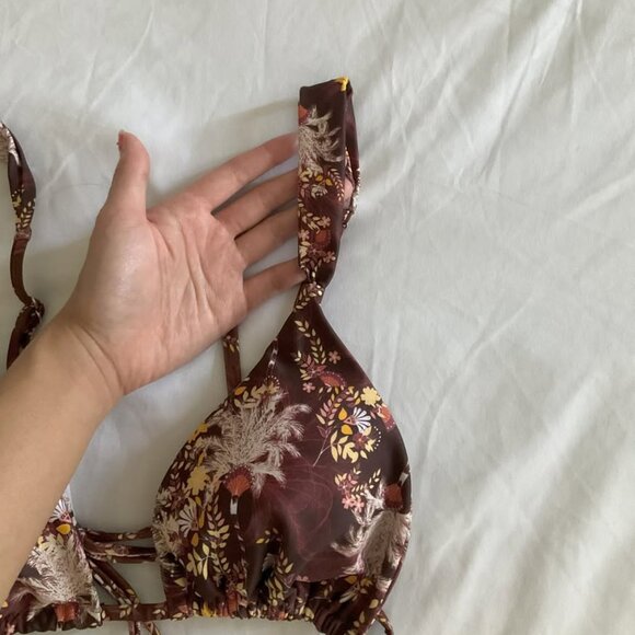 Brown Floral Two-piece Swimsuit - Picture 4 of 6